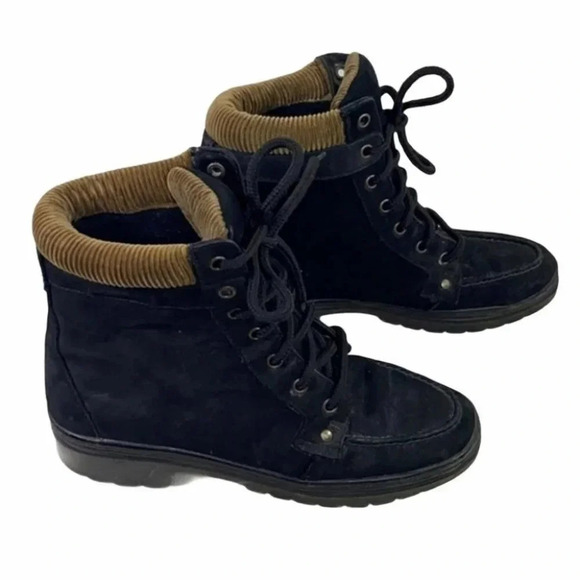 Khombu 7‎ Nevada black leather lace up ankle boots - Picture 1 of 9